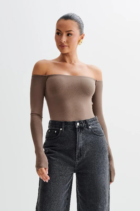 Peta Off Shoulder Modal Long Sleeve Bodysuit - Coco