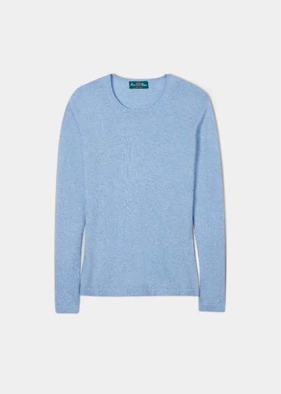 Hannah Ladies Cotton Cashmere Crew Neck Jumper In Steel Blue